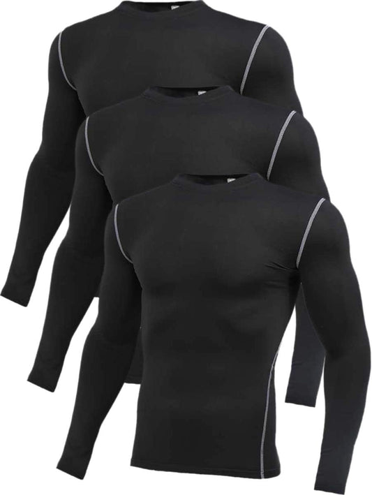 5 or 3 Pack Compression Shirts for Men Long Sleeve Athletic Workout Baseball Undershirt Football Base Layer